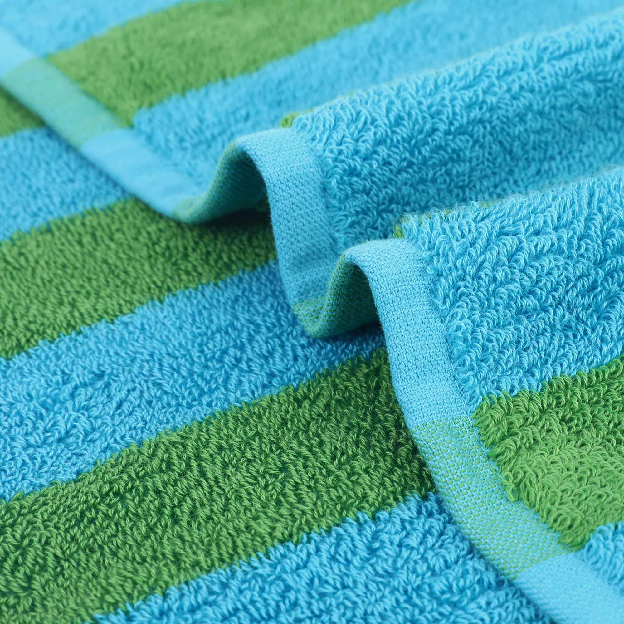 REGALWOVEN Striped Hand Towels Set, Absorbent Soft Towel for Kitchen Spa Workout, Stylish for Bathroom Decor Blue Green 4-Piece Towel