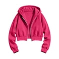 thumbnail image 4 of Gealkoca Girl's Zip Up Cropped Hoodie Crop Top Sweatshirt Drawstring Long Sleeve Jacket Kid's Solid Color Casual Zippered Hooded Sweatshirt 5-15Y, 4 of 6