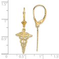 thumbnail image 4 of Auriga Fine Jewelry 14K Yellow Gold Caduceus Dangle Earrings for Women (L- 33.6mm, W-12.83mm), 4 of 6