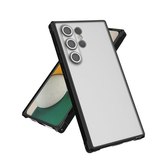 ELEHOLD Matte Clear Case for Samsung Galaxy S24 Ultra,Frosted Slim Thin Lightweight Hybrid TPU Bumper Anti-Yellowing Cover Shockproof for Samsung Galaxy S24 Ultra,Black