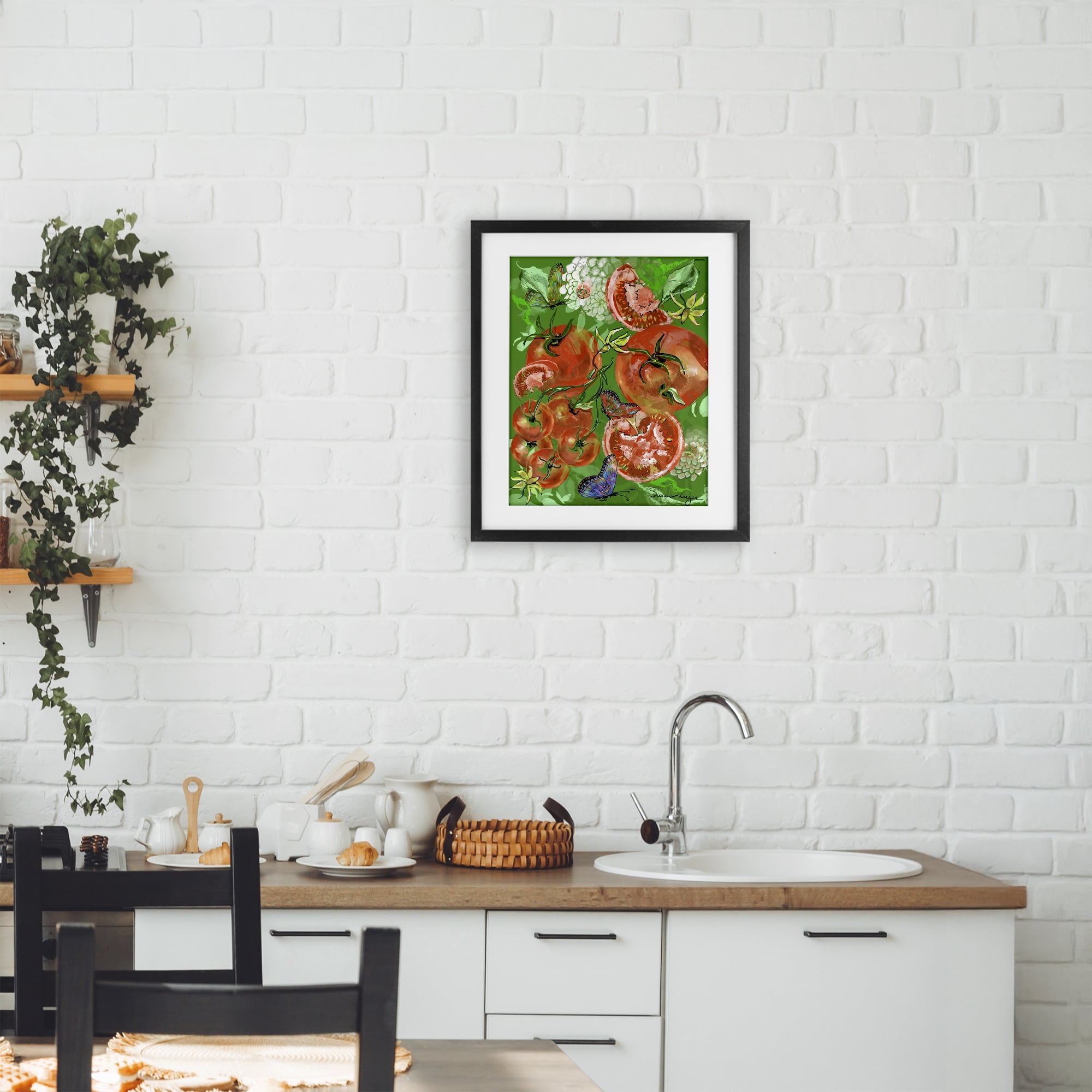 Stupell Industries Tomatoes Swirl Collage Black Framed Print Under Glass, design by Susan Lugar