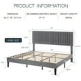 thumbnail image 7 of Einfach King Size Platform Bed Frame with Upholstered Adjustable Velvet Vertical Tufted Headboard, Grey, 7 of 7