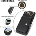 thumbnail image 3 of Allytechgroup iPhone 8 Plus/ 7 Plus Wallet Case, Ring Holder Stand Cards Slots Shockproof Retro Flip Back Cover Phone Case for Apple iPhone 8 Plus/ 7 Plus, Black, 3 of 8