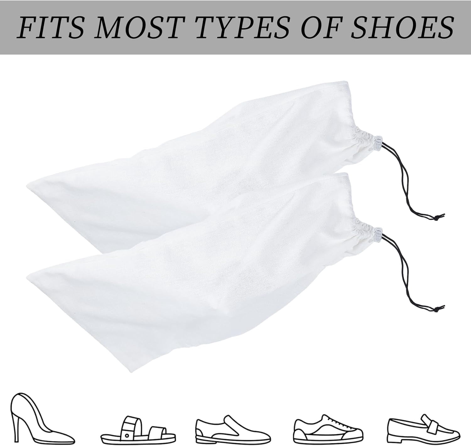 8Pcs 9.1 x 18.1 Inch Shoe Bags for Travel, Single Shoe Pouch with Drawstring Closure, Dustproof Breathable Organizer for Travel Home Luggage Handbags Accessories