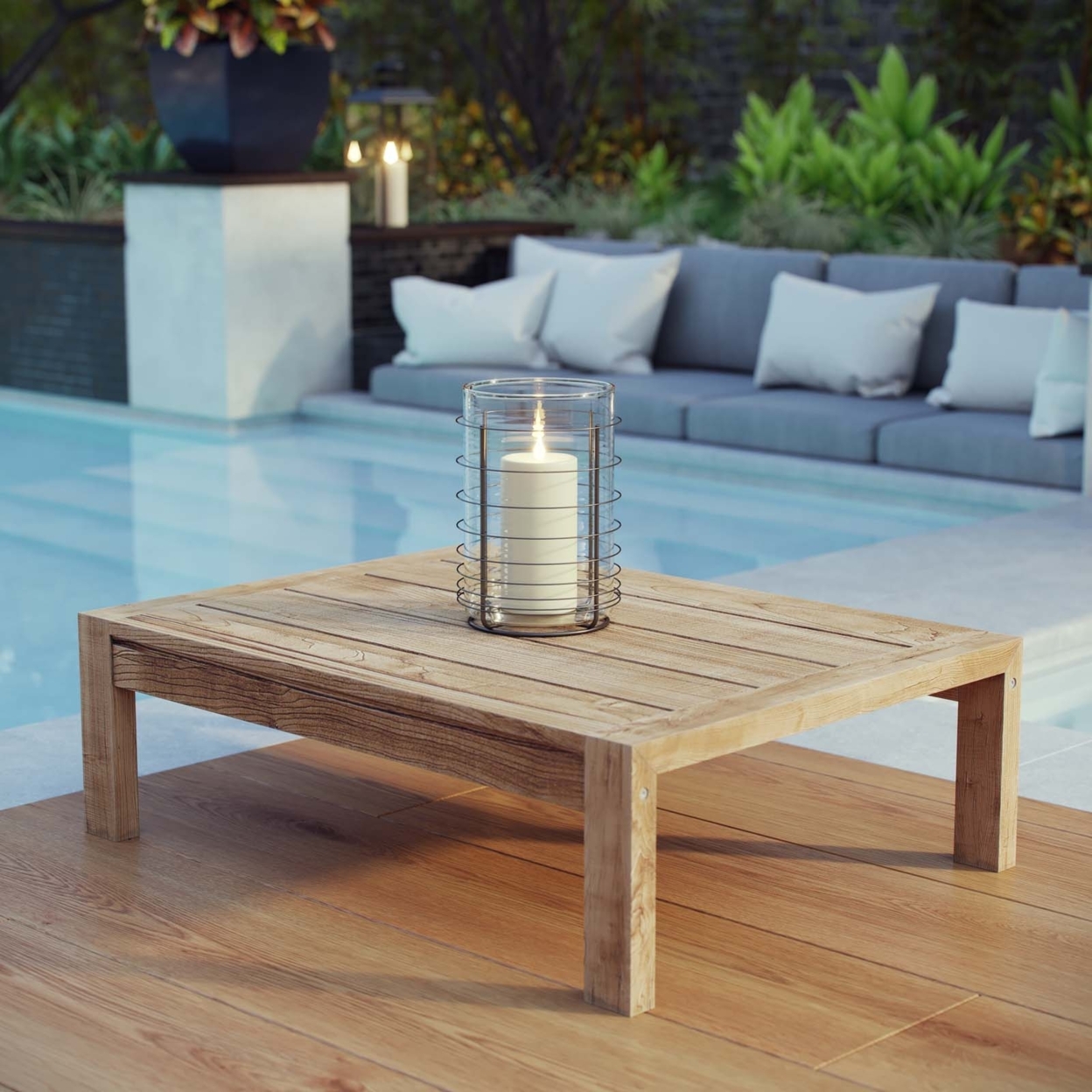 Modway Upland Outdoor Patio Wood Coffee Table in Natural - image 4 of 4