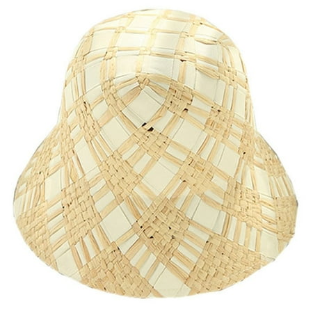 

SUNRI Simple Girl Raffia Sun Hat Summer Fisherman Hat Beach Hat Raffia Stitching Sun Hat Bucket Hat Gift for Valentine s Day