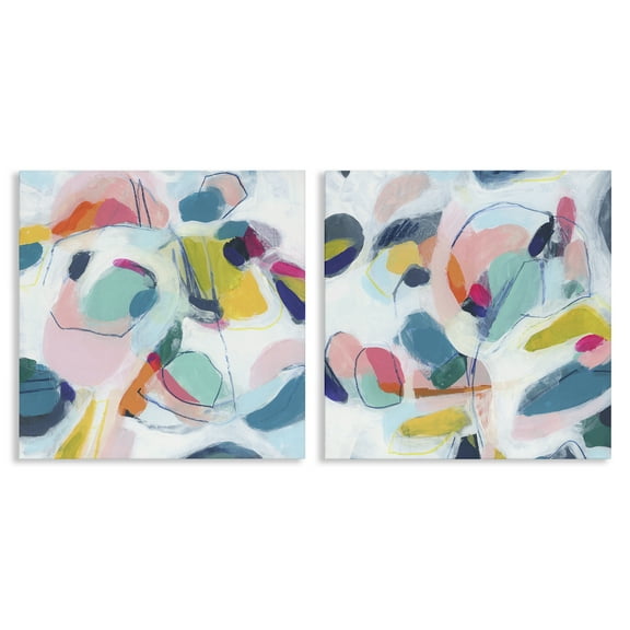 Stupell Industries Eye-catching Abstract Pastels Abstract Painting Wrapped Canvas Art Print Wall Art, 17 x 17, Set of 2