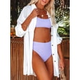 thumbnail image 2 of Bsubseach Women's Blouse Top Long Sleeve Button Front White Swimwear Cover-Up, One Size, 2 of 7