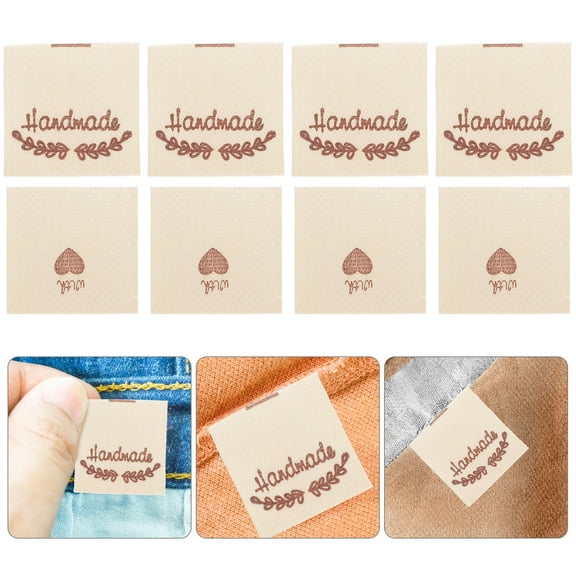PTOOTP 100Pcs Beige Handmade Fabric Sewing Labels for Clothes Crafts Quilts and Crochet