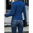 thumbnail image 5 of Women'S Faux Suede Jackets Fall Casual Long Sleeve Stand Collar Open Front Cropped Blazer Jacket Coat Blue XL, 5 of 7