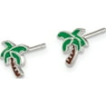thumbnail image 2 of Sterling Silver Enameled Palm Tree Post Earrings (7.2 X 6.27) Made In China qe14345, 2 of 5