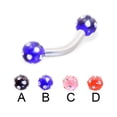 thumbnail image 1 of Curved Barbell With Multi-Gem Acrylic Colored Balls, 10 Ga,3/8" (10Mm) Long,Pink, 1 of 1