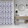 thumbnail image 3 of Blue and White Shower Curtain, Modern Aesthetic Navy Blue Striped Shower Curtain Set for Bathroom Waterproof Polyester Shower Curtain with Hooks, 48x72 Inch, 3 of 5