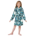 thumbnail image 6 of FORMRS Niños Bathrobe Unisex Hooded Robe Soft Plush Pajamas Sleepwear, Size 10-12T, Light Blue Geometric Pattern, 6 of 7