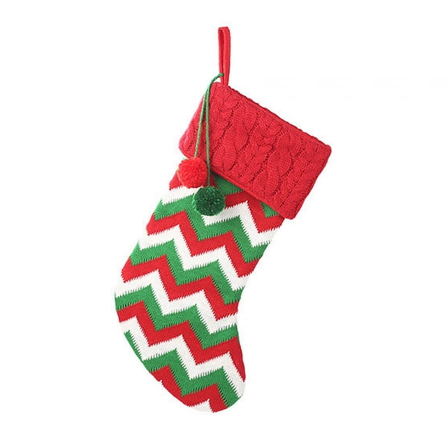 Calcetín navideño para decoración colgante, bolsa de almacenamiento reutilizable, bolsa de regalo para dulces, medias colgantes para chimenea para Rojo Verde Rayado