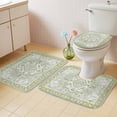 thumbnail image 2 of Sage Green Bath Mat 3 Piece Bathroom Rug Set, Boho Retro Decorative Abstract Floral Ethnic Non Slip Bath Rug Contour Mat and Toilet Lid Cover, Absorbent Shower Mats Soft Bath Rugs and Mats Sets, 2 of 8