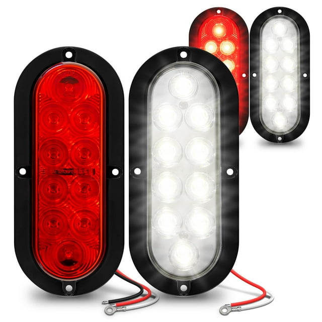 Kit de luces traseras TRUE MODS 2 rojas y 2 luces LED blancas ovaladas de 15 cm