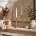 thumbnail image 5 of DecMode 2 Candle Gold Metal Abstract Mushroom Inspired Candle Holder, Set of 2, 5 of 15