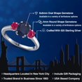 thumbnail image 2 of Gem Stone King 2.50 Ct Oval Blue Sapphire Red Ruby 925 Sterling Silver Ring (Size 8), 2 of 6