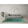 thumbnail image 3 of Ahgly Company Machine Washable Indoor Rectangle Oriental Turquoise Blue Industrial Area Rugs, 2' x 5', 3 of 4