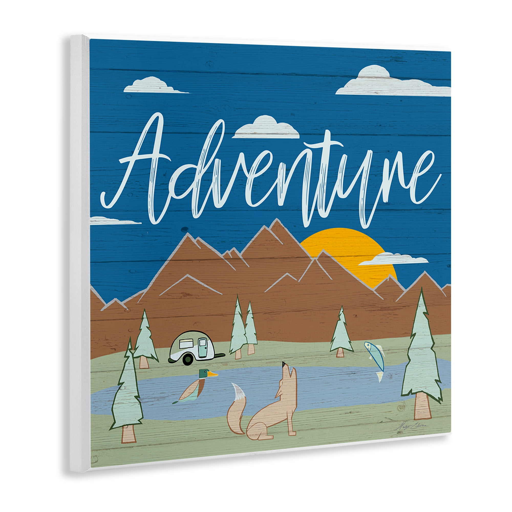 Stupell Industries Rustic Adventure Landscape Landscape & Nature Painting Unframed Art Print Wall Art, 12 x 12