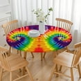 thumbnail image 3 of Colorful Tie Dye Pattern Round Fitted Tablecloth with Elastic Edge,Dining Table Cover Waterproof,Outdoor Round Tablecloth for Camping,Dining,Indoor and Outdoor, 3 of 7
