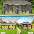 thumbnail image 3 of COBIZI Heavy Duty 12x20 Metal Patio Gazebo Outdoor Gazebo Canopy Tent with 6 Mosquito Netting and Curtains Gazebos Shelter 100% Waterproof with Double Roof for Party, Backyard, Deck, Garden, Gray, 3 of 11