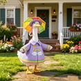 thumbnail image 4 of Porch Goose Outfits 5 Piece Rainbow Print Rain Set with Purple Coat Hat Umbrella and Installation Tools Fits 19 and 23 Inch Statues for Spring Fall Front Porch Decor, 4 of 4