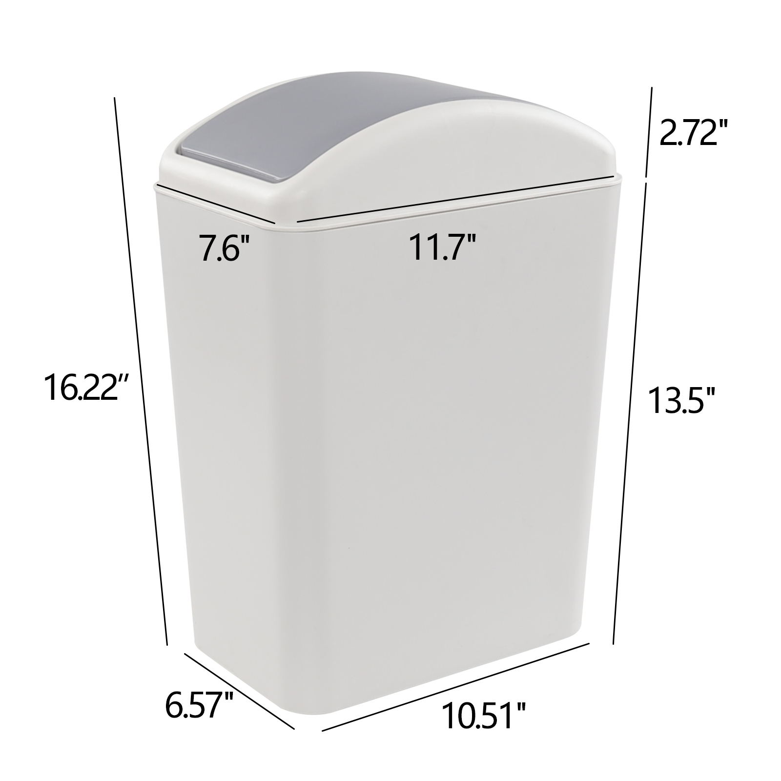 Cand 4 Gallon/ 16L Swing-Top Trash Can, 3-Pack Plastic Garbage Can with Lid, Grey