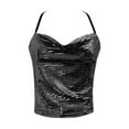 thumbnail image 1 of WEAIXIMIUNG Carnival Stylish Metallic Sequin Short Crop Tank Top with Swing Neck, 1 of 2