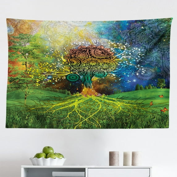 Galaxy Tapestry, Nebula Cloud in Milky Way Infinity in Interstellar Solar System Design Print, Fabric Wall Hanging Decor for Bedroom Living Room Dorm, 2 Sizes, Purple Dark Blue, by Ambesonne