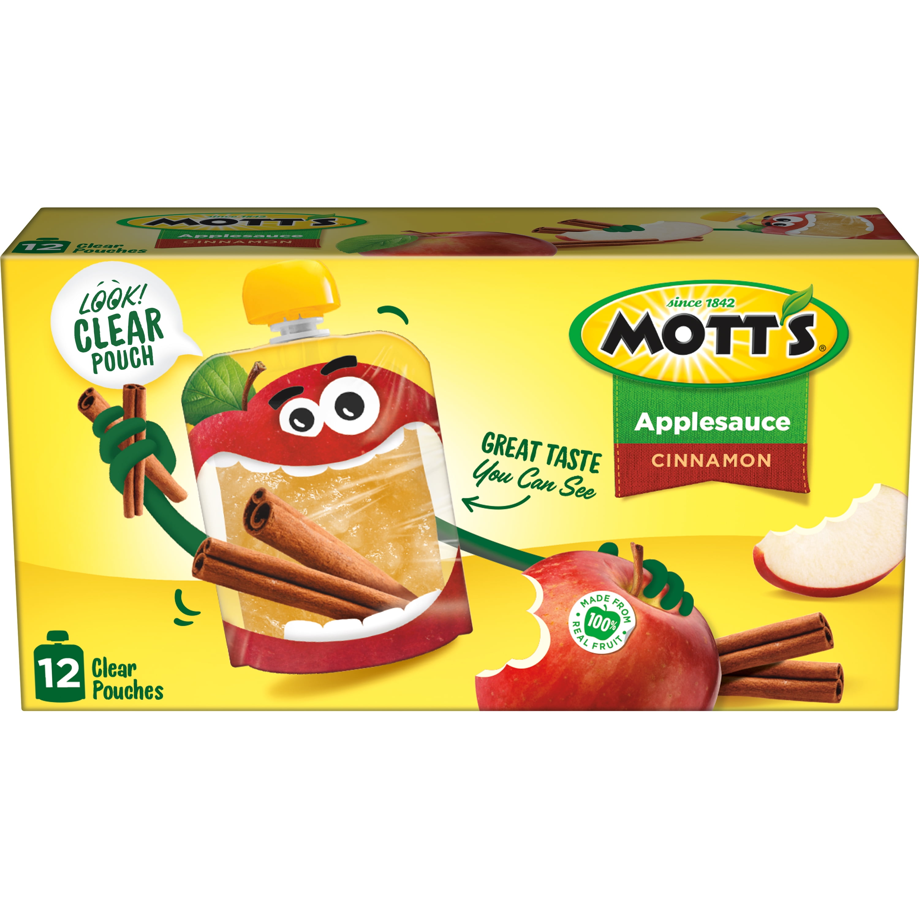 Mott's Cinnamon Applesauce, 3.2 oz, 48 Count Clear Pouches (4 Packs of 12)