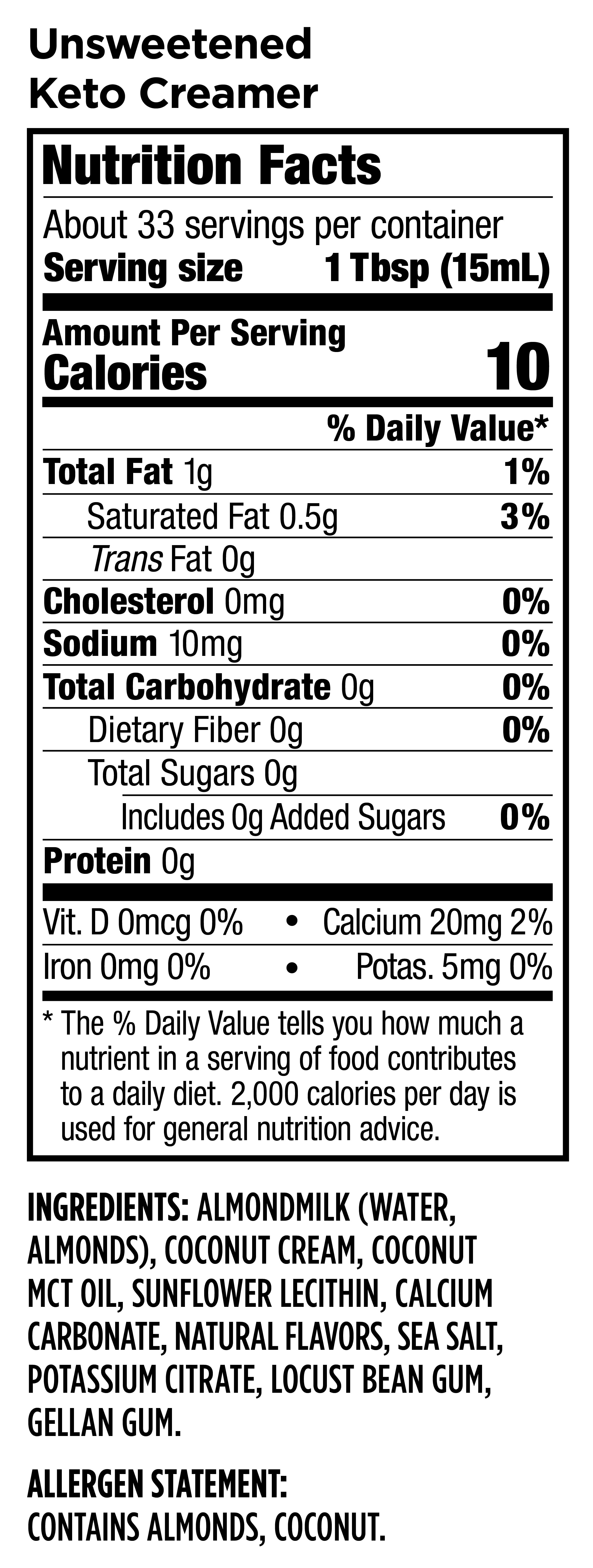 Califia Farms Unsweetened Keto Coffee Creamer 16.9 Fluid Ounces