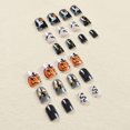 24 Pcs Halloween Short Press on Nails Square Black Pink Acrylic Fake
