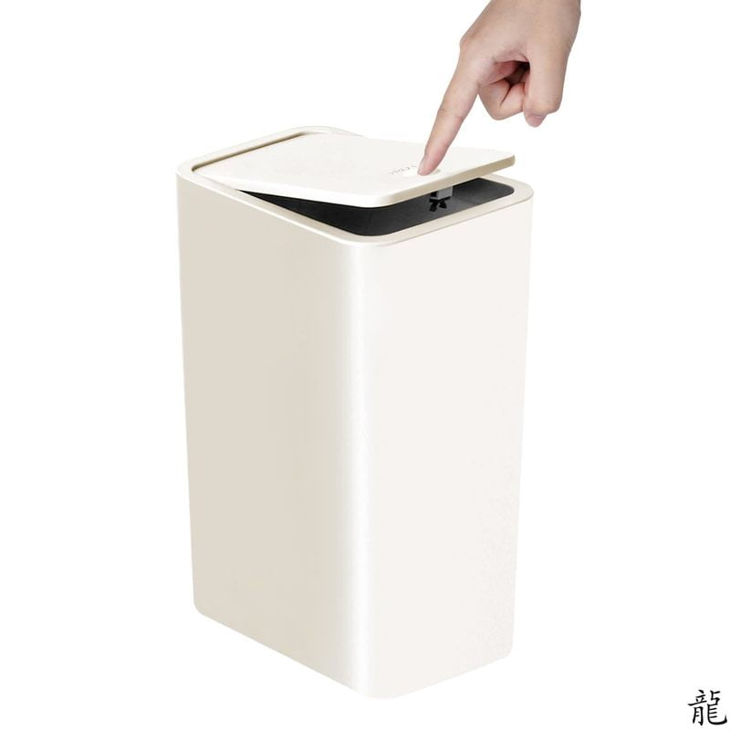 Bathroom Trash Can-10L Small Garbage Can with Press Top Lid for Toilet,Bedroom,Living Room – Plastic Wastebasket with Pop-up Lid