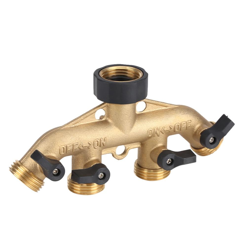 4 Way 3/4 Brass Garden Water Splitter Hose Tap Adaptor Pipe Connector Kit Tools 