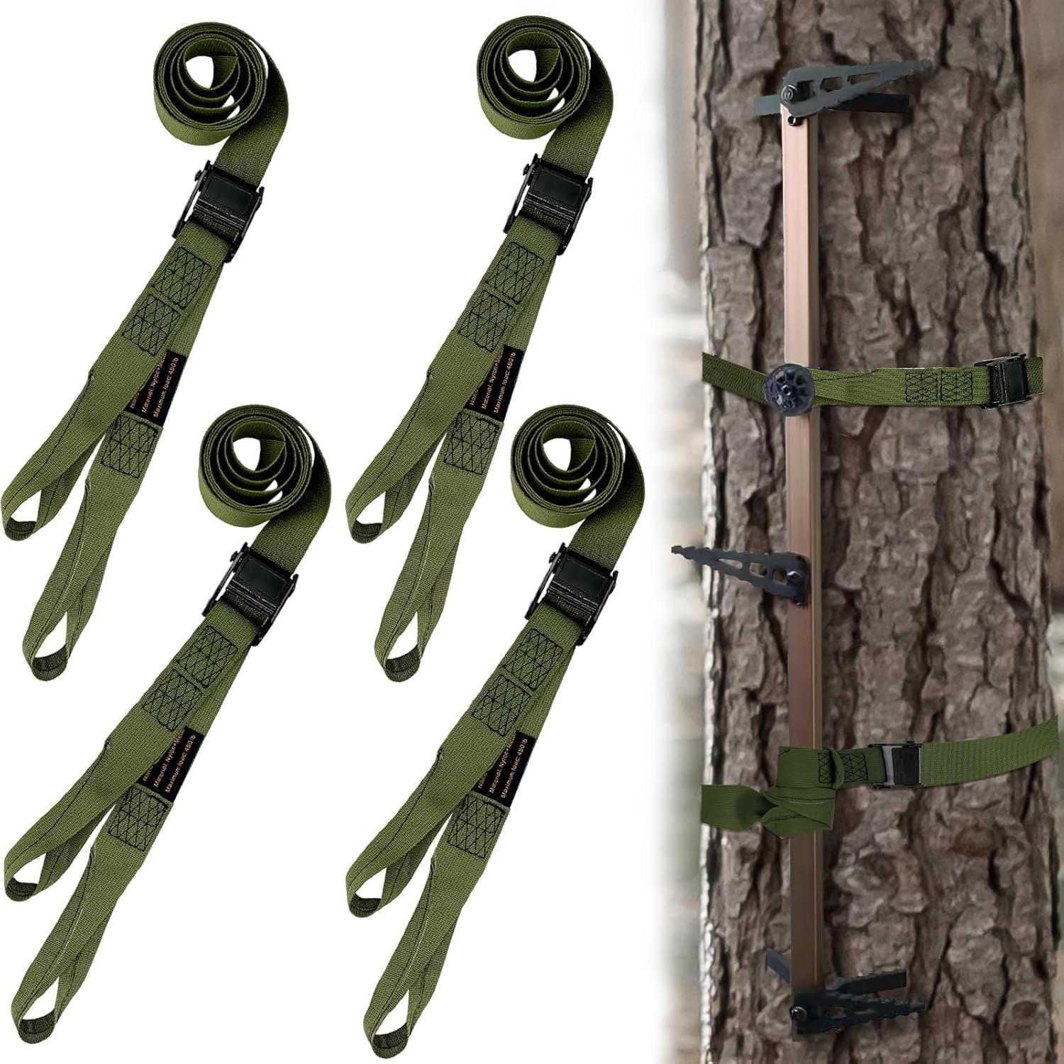 Hunting Climbing Stick Replacement Straps Heavy Duty Tree Stand Climbing Stick Straps Climbing Stick Accessories To Fix Most Hang-On s Platforms And Sticks Easy To Adjust Sturdy And Durable