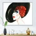 thumbnail image 2 of Designart 'Portrait of Woman Red Head Lady In Hat' Modern Framed Canvas Wall Art Print, 2 of 5