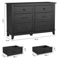 thumbnail image 3 of Farmhouse 6 Drawers Dresser for Bedroom, 47" W Modern Dresser with Metal Handle, Thickened Desktop, Wood Rustic Chest of Drawers for Bedroom, Hallway, Entryway, 3 of 7