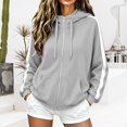 thumbnail image 2 of Gsakboxl Hoodie Women Autumn Winter Color Block Drop Shoulder High Collar Hooded Cardigan, Loose Trendy Casual Open Front Sweatshirt, 2 of 6