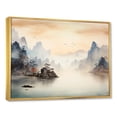 thumbnail image 2 of Designart "Tranquil Chinese Landscape in Grey Serenity II" Landscapes Framed Wall Art - Traditional Yellow China Living Room Framed Canvas Art, 2 of 6