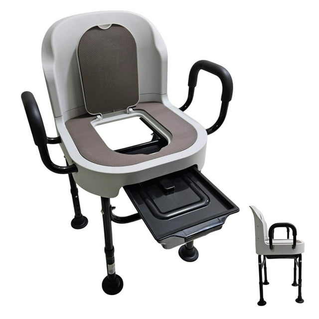 Silla de Baño para Adulto Mayor con Inodoro WC | Diseño Cuadrado para Mayor Equilibrio y Seguridad para Adultos Mayores | Soporta 110 kg