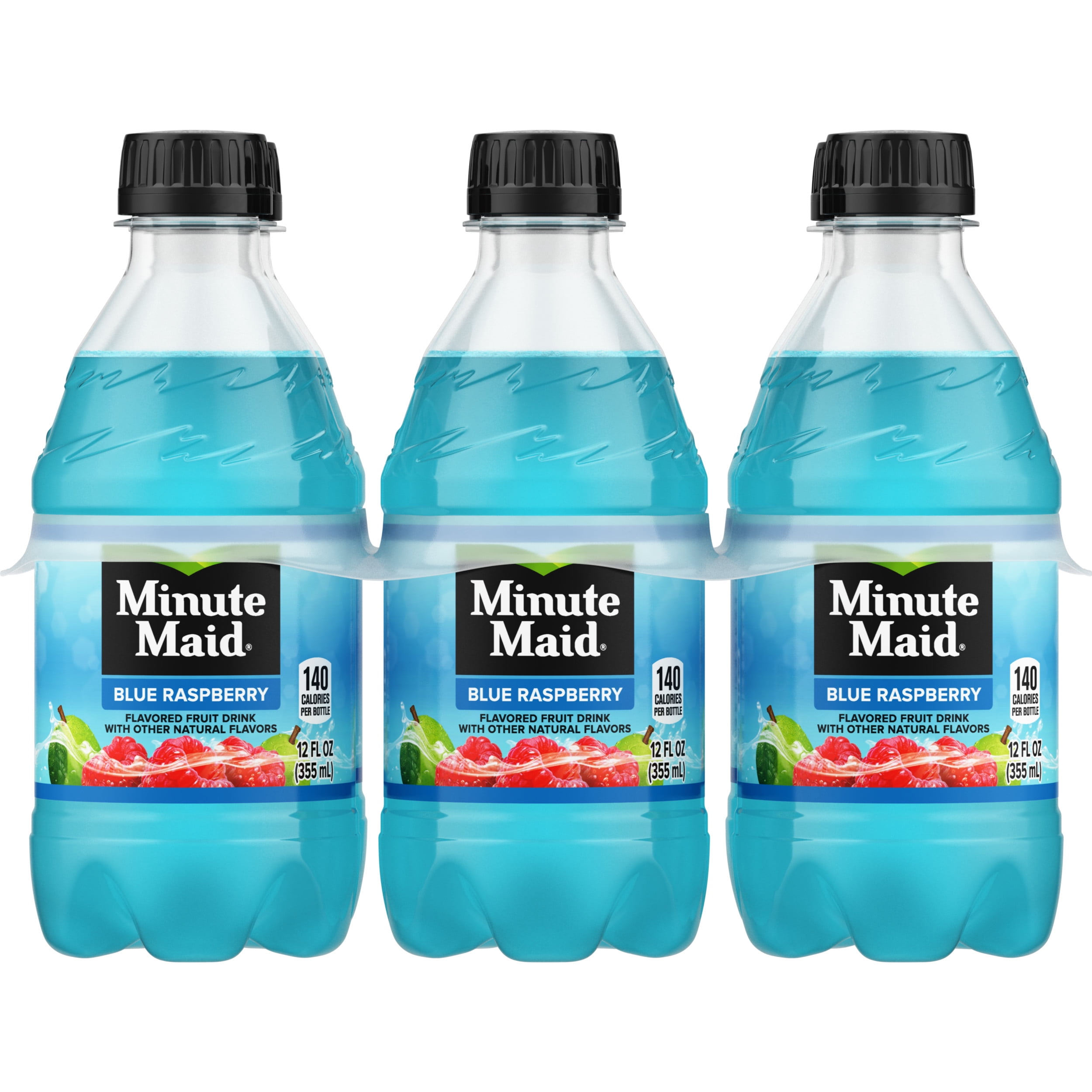 Minute Maid Blue Raspberry Juice Drink Bottles, 12 fl oz, 6 Pack