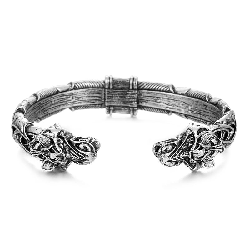 Artwork Store Adjustable Silver Bracelets Wolf with Fierce Eyes Charming Fashion Chain Link Bracelets Jewelry for Women