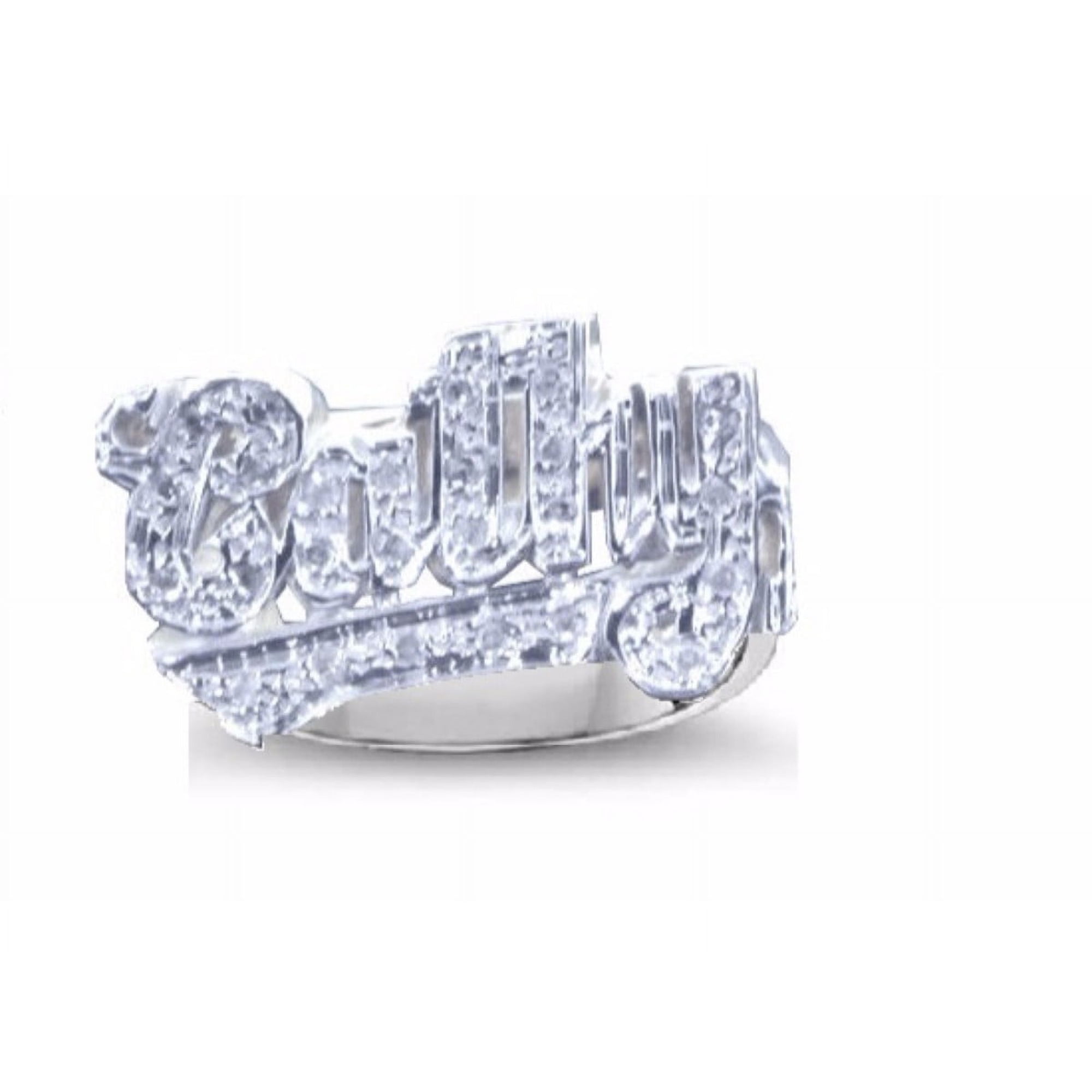 Personalized 12MM Name Ring Genuine Diamond 14K Yellow or 14K White Gold. Special Order, Made to Order. PLR023W