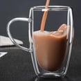 thumbnail image 2 of Taza de café con aislamiento de doble capa con asa, taza de jugo de leche transparente de vidrio, taza para beber de vidrio de borosilicato para el hogar, 2 of 4