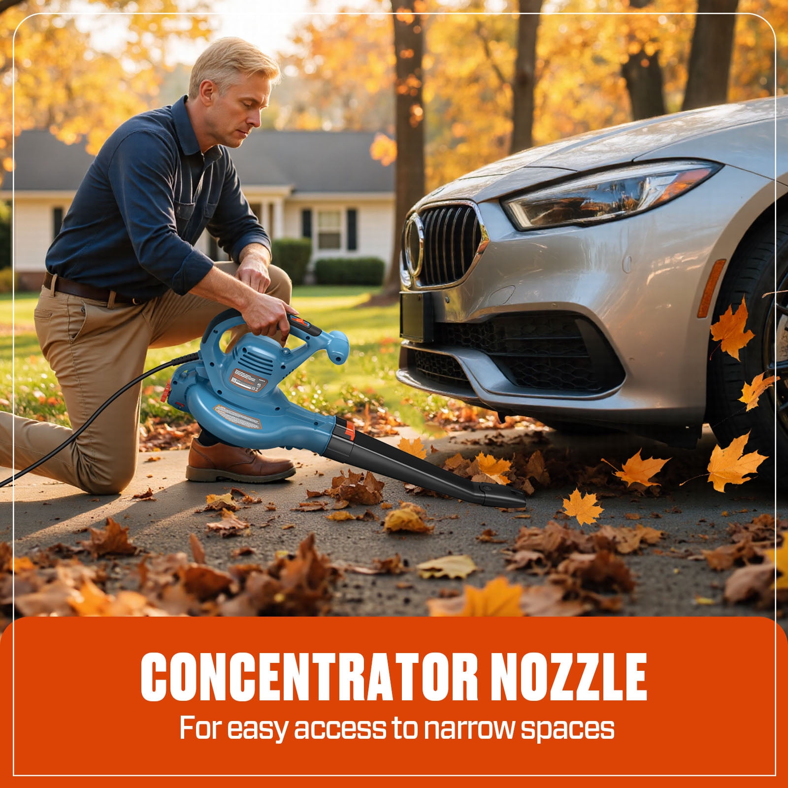SENIX 120 Volt Max* 12 Amp Corded 3-in-1 Leaf Blower w/Vacuum/Mulcher, Up to 420 CFM and 179 MPH, BLVE12-M