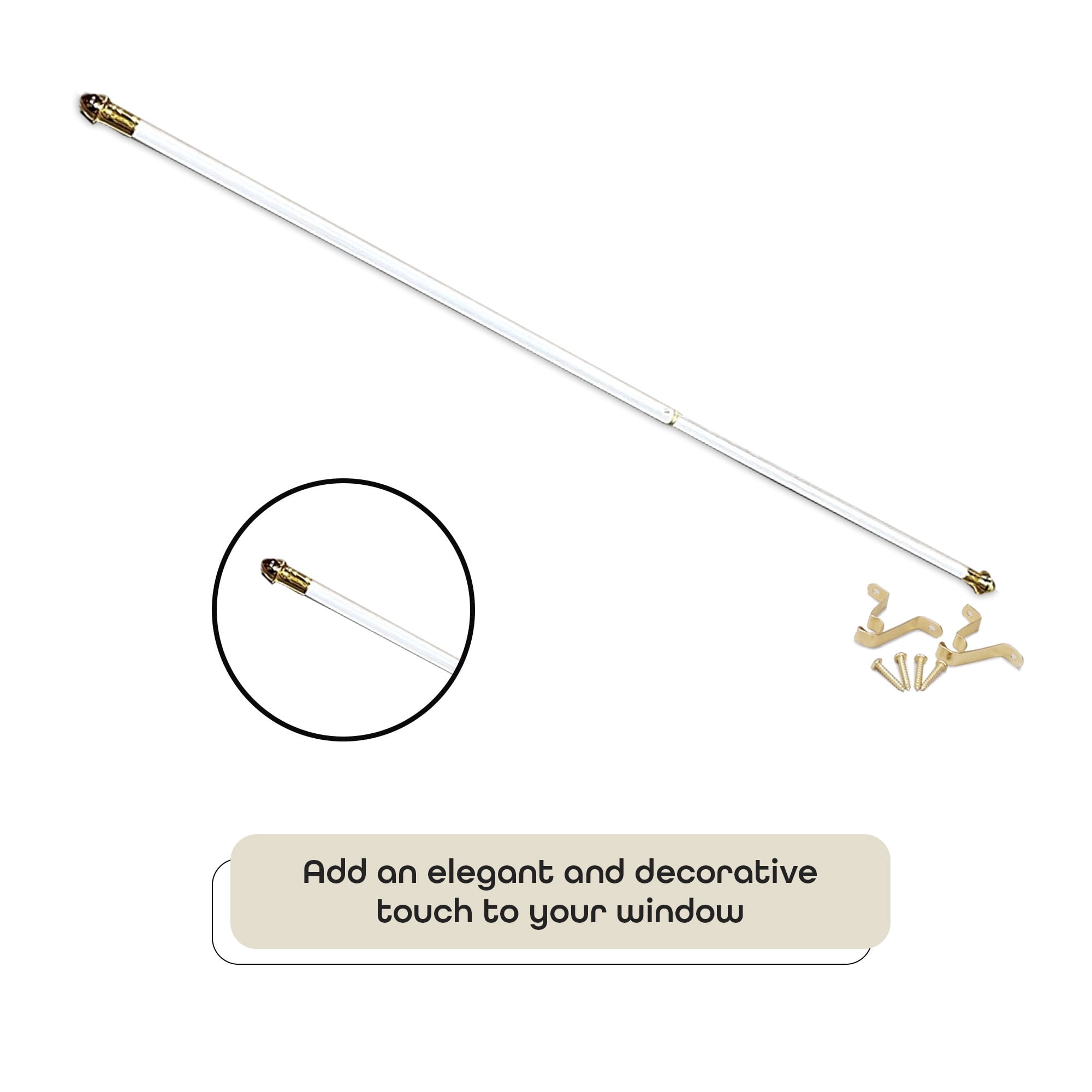 Achim Fantasia 7/16" Cafe Rod, 3/4" Projection 18-28", White