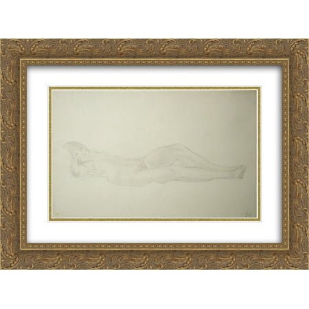- Theophile Steinlen 2x Matted 24x18 Gold Ornate Framed Art Print 'Nude pencil'
