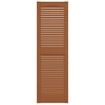 thumbnail image 2 of 14.5 in. W x 55 in. H , Standard Cathedral Top Center Mullion, Open Louver Shutters, Includes Matching Installation Spikes (Per Pair), 471 - Treated Cedar, 2 of 8